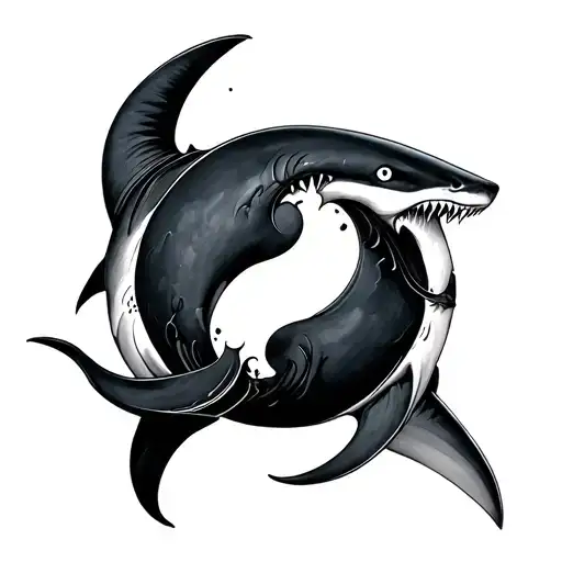 Shark Yin Yang tattoo design idea