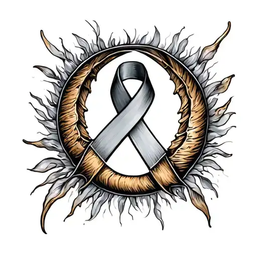 sickle cell Awareness Ribbon with crescents inside tattoo design idea