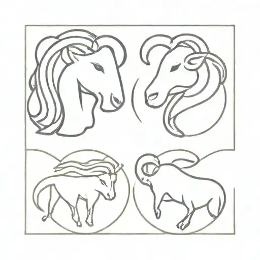 aquarius, leo and aries zodiac sign mashed together tattoo design idea