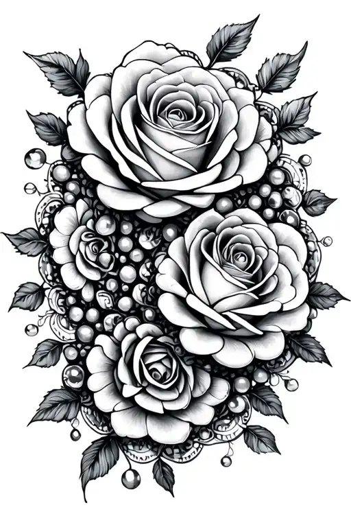 roses mandala lace beads intertwined tattoo design idea