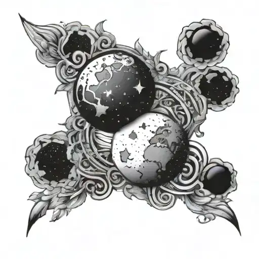 gemini constelation moon sun tattoo design idea