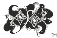triquetra, polyamory infinity heart tattoo design idea