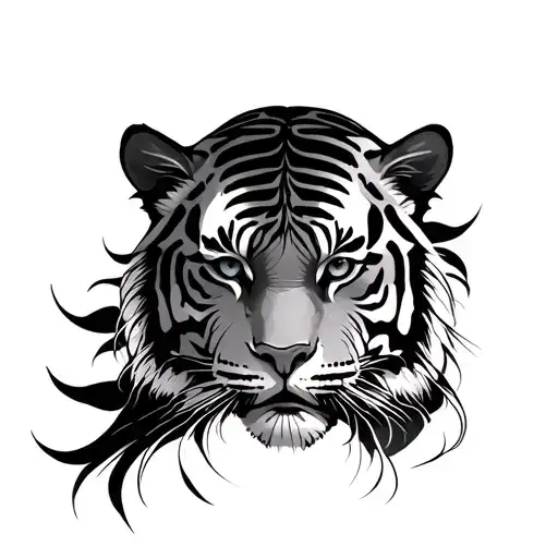 women face wiyh face a tiger tattoo design idea