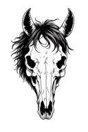 "Never surrender" horse skull from the side profile tattoo design idea