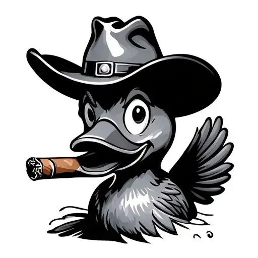 cowboy duck with cigar tattoo design idea