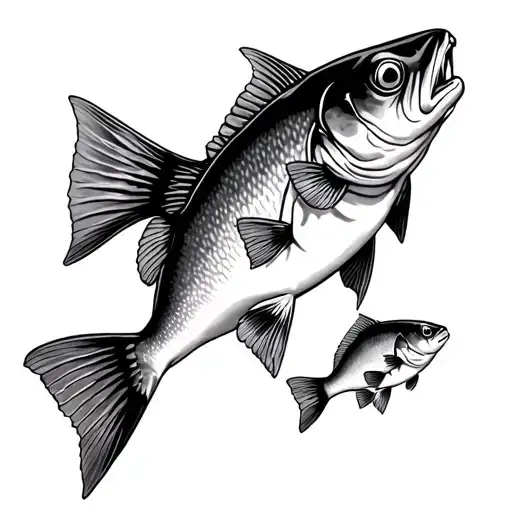 flathead catfish with bluegill scene tattoo design idea