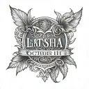 Latasha then under it saying October 13, 1983 in Roman numeral tattoo design idea