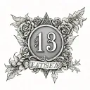 Latasha then under it saying October 13, 1983 in Roman numeral tattoo design idea