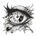 girl eye time clock tattoo design idea