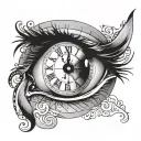 girl eye time clock tattoo design idea