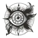 girl eye time clock tattoo design idea
