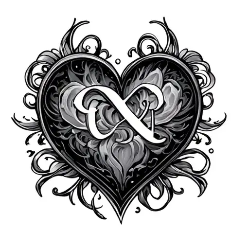 Heart Initials tattoo design idea