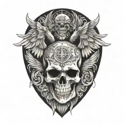 death angel love family strength courage bravery honor demon tattoo design idea