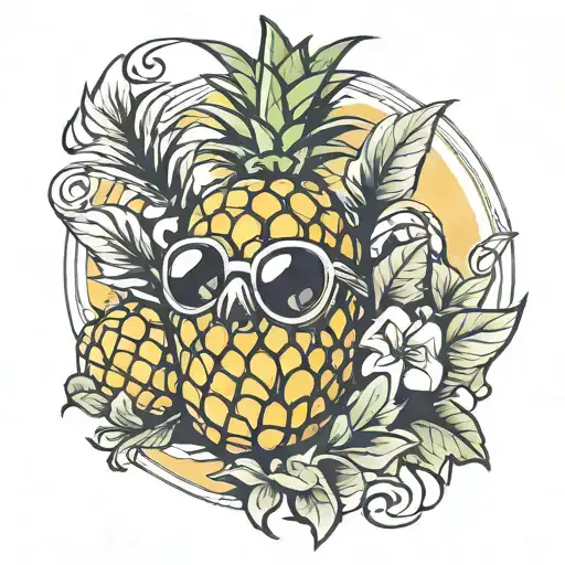 math music pineapple pretty tattoo design idea