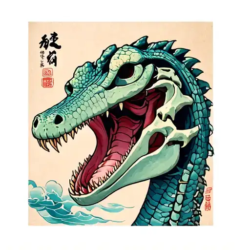 crocodile skeleton inside tattoo design idea