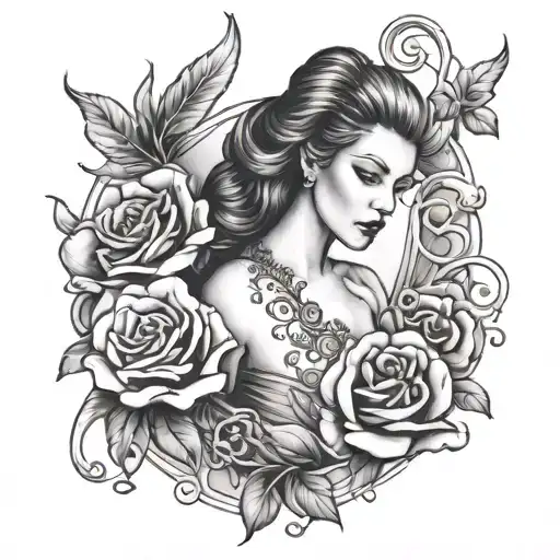tattoo of a woman wearing perfume tattoo design idea