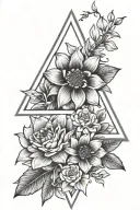 Triangle floral tattoo design idea