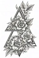 Triangle floral tattoo design idea