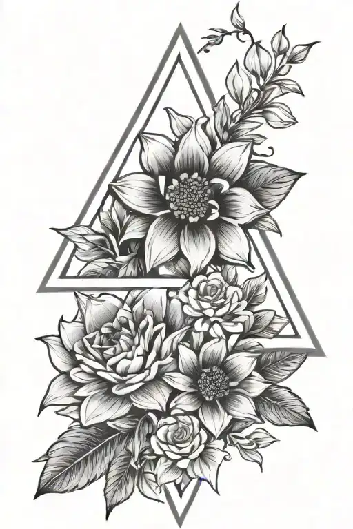 Triangle floral tattoo design idea