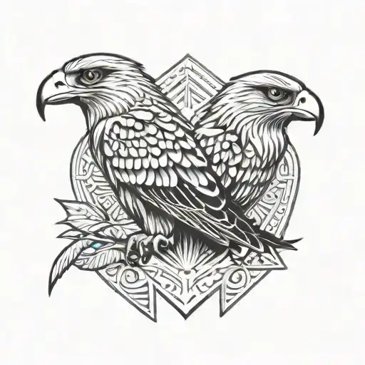 symbol of the medjay with two Egyptian falcons on each side tattoo design idea