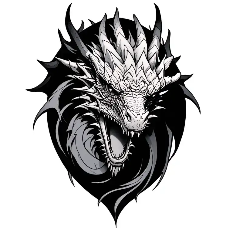 Game of Thrones Dragon curled tattoo design idea