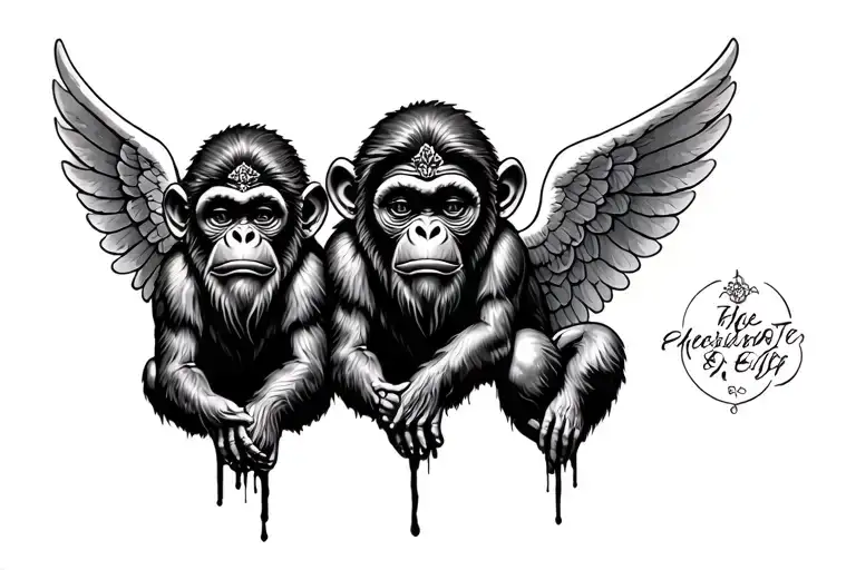 three wise monkeys but instead of monkeys put angels. street style tattoo design idea