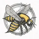 a simple bumblebee yellow round with lighting bolts for stripes  tattoo design idea