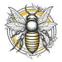 a simple bumblebee yellow round with lighting bolts for stripes  tattoo design idea