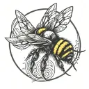 a simple bumblebee yellow round with lighting bolts for stripes  tattoo design idea