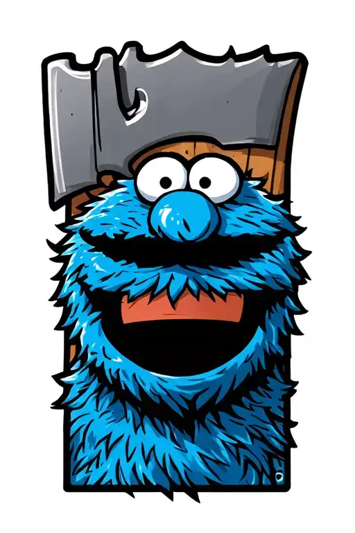 cookie monster axe tattoo design idea