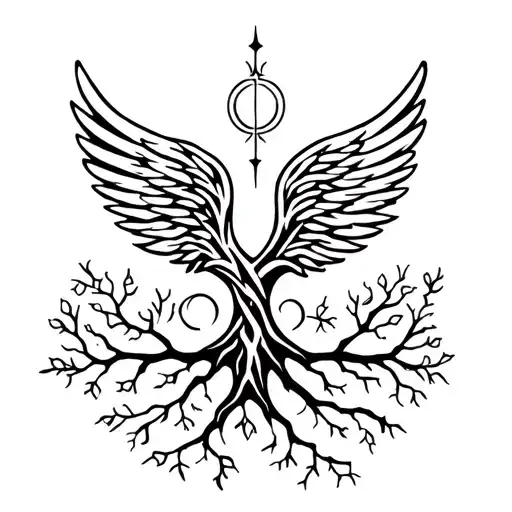 tree of life tattoo on twined with angel wings made tattoo design idea