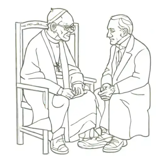 st john paul 2 talking to the man who tried to assassinate him sitting on foldable chairs tattoo design idea
