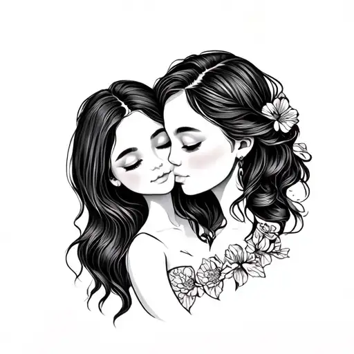 Mother Daughter Small tattoo design idea