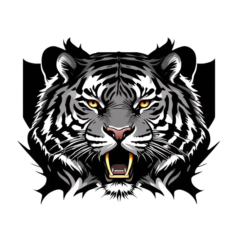 cyber sigilism tiger stripes tattoo design idea