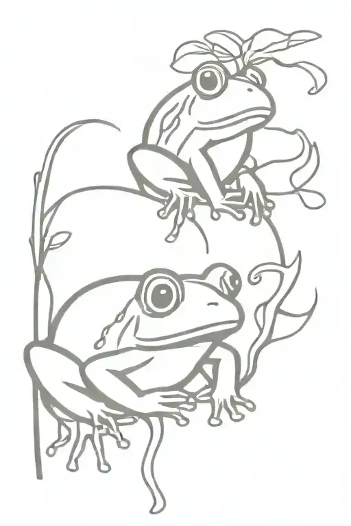 frogs and mushrooms toad smoking tattoo design idea