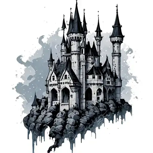 Cyber Sigilism Castle tattoo design idea