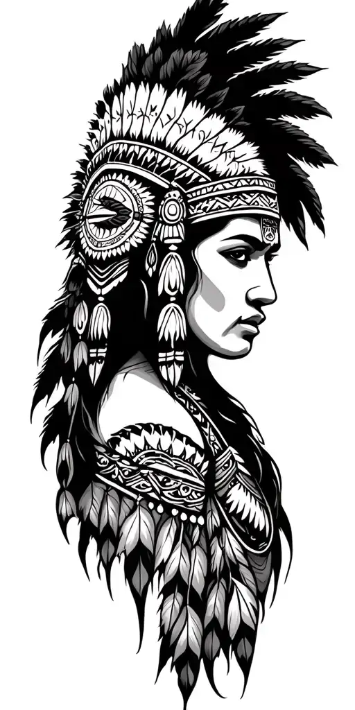red indian style tattoo design idea