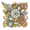 Sure! Here’s a concept for a tattoo sleeve inspired by late '90s to early 2000s pop culture:  ### Upper Arm - **Retro Te tattoo design idea