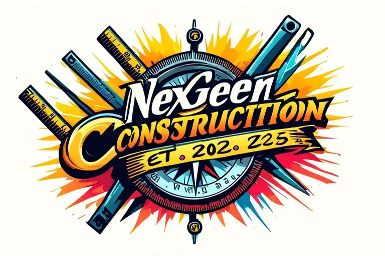 "NexGen Construction EST. 2025" Combine the NexGen Construction EST. 2025 logo with a compass and ruler, symbolizing precision and innovation in construction tattoo design idea