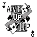 "ANTE UP" "ANTE UP" 7 of diamonds 2 of hearts in one hand ace of clubs ace of spades in another hand tattoo design idea