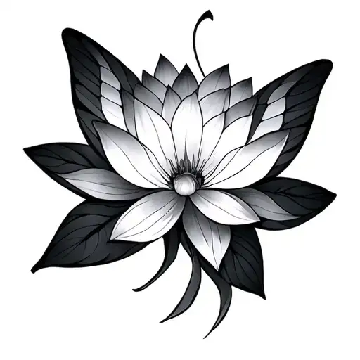 Lotus And Butterfly geometrigeometric tattoo design idea