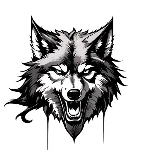 turn this into an image: Tattoo Concept DescriptionTheme: Gothic Seven Deadly Sins with a fierce wolf.Main Element: A tattoo design idea