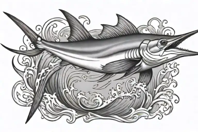 jumping marlin jumping tattoo design idea