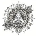 humsa background with seven chakras and mercury with taurus constellation tattoo design idea