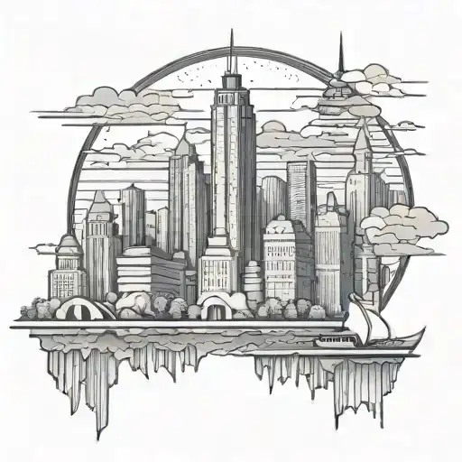 Gotham city skyline tattoo design idea