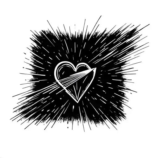 a dashed line heart leading to a dashed line path of a paper airplane.  tattoo design idea