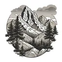 utah mountain with pine trees tattoo design idea
