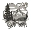 utah mountain with pine trees tattoo design idea