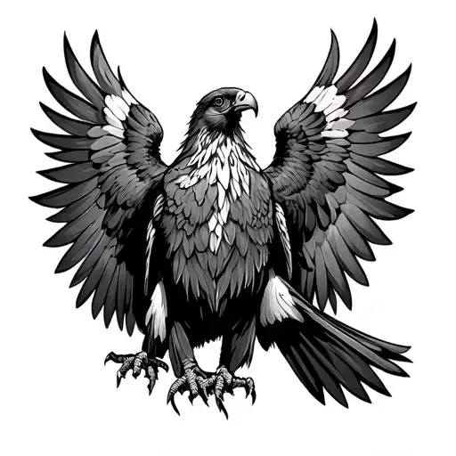 bearded Vulture with open wings tattoo design idea