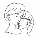 2 children face outline tattoo design idea